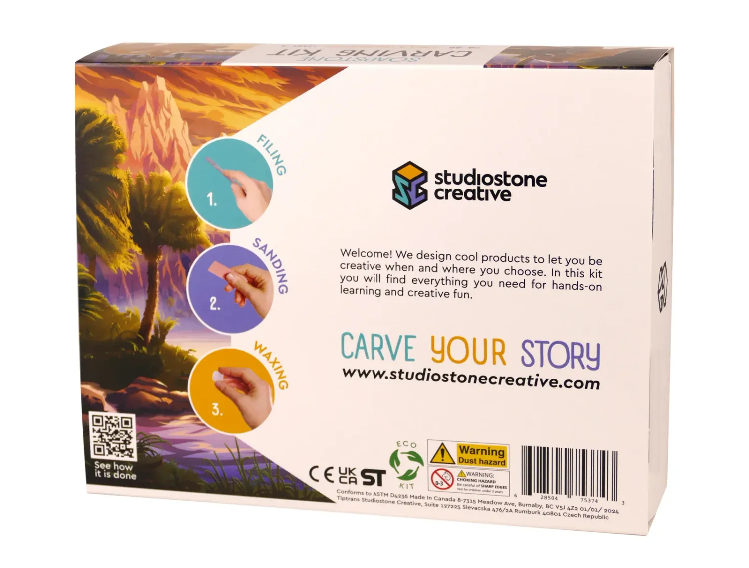 Soap Stone Carving kit Double T-Rex And Triceratops Kit