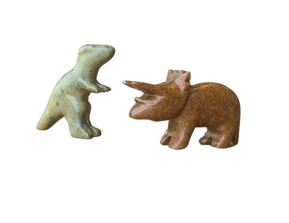 Soap Stone Carving kit Double T-Rex And Triceratops Kit