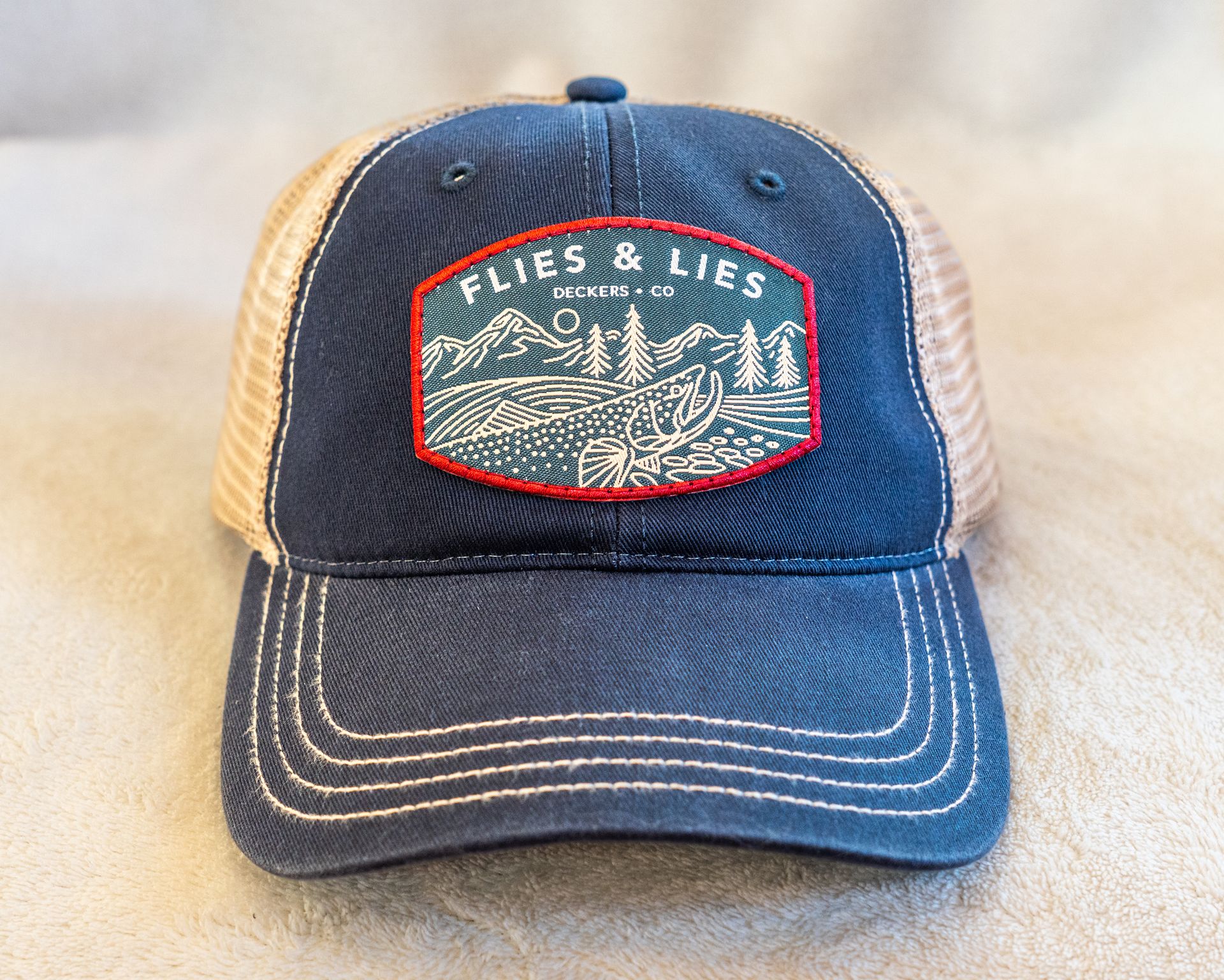 Flies & Lies Trucker - Rising Trout Patch (navy/khaki)