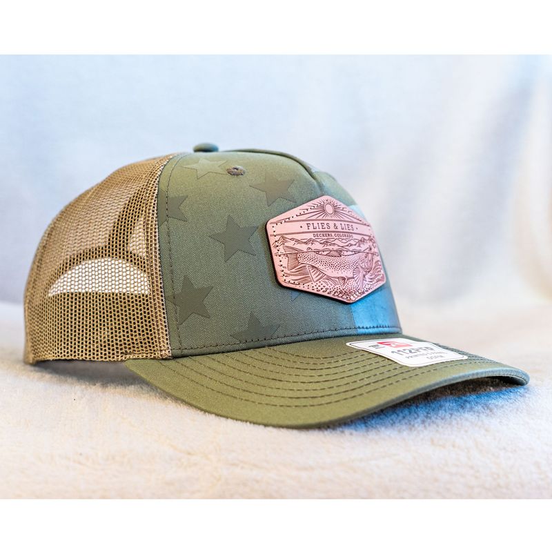 Flies & Lies Trucker - Brown Trout Patch (olive/light olive)
