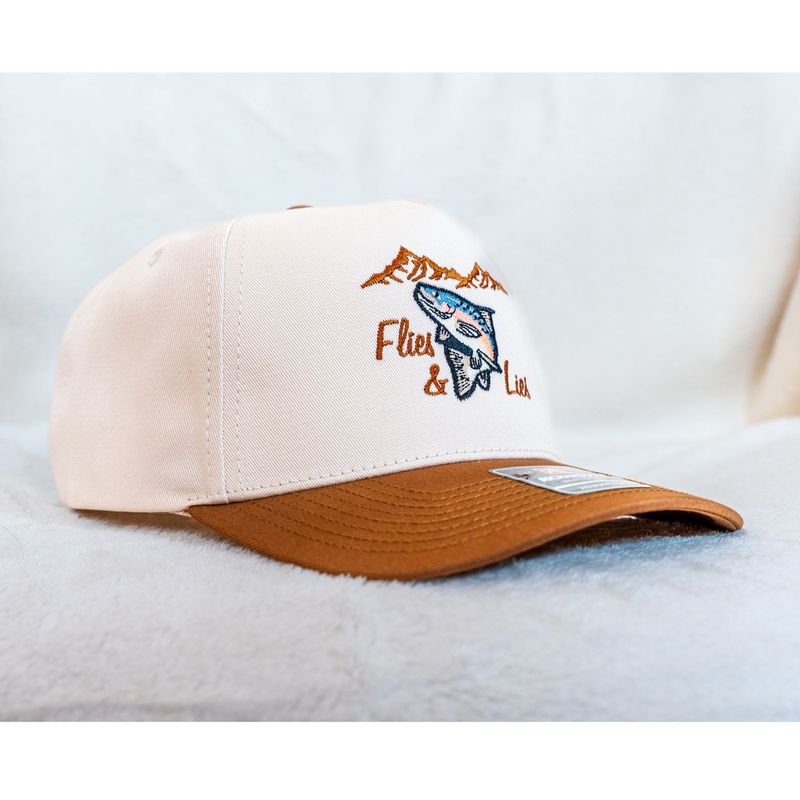 Flies & Lies 5-Panel - Logo Embroidery (cream/caramel)