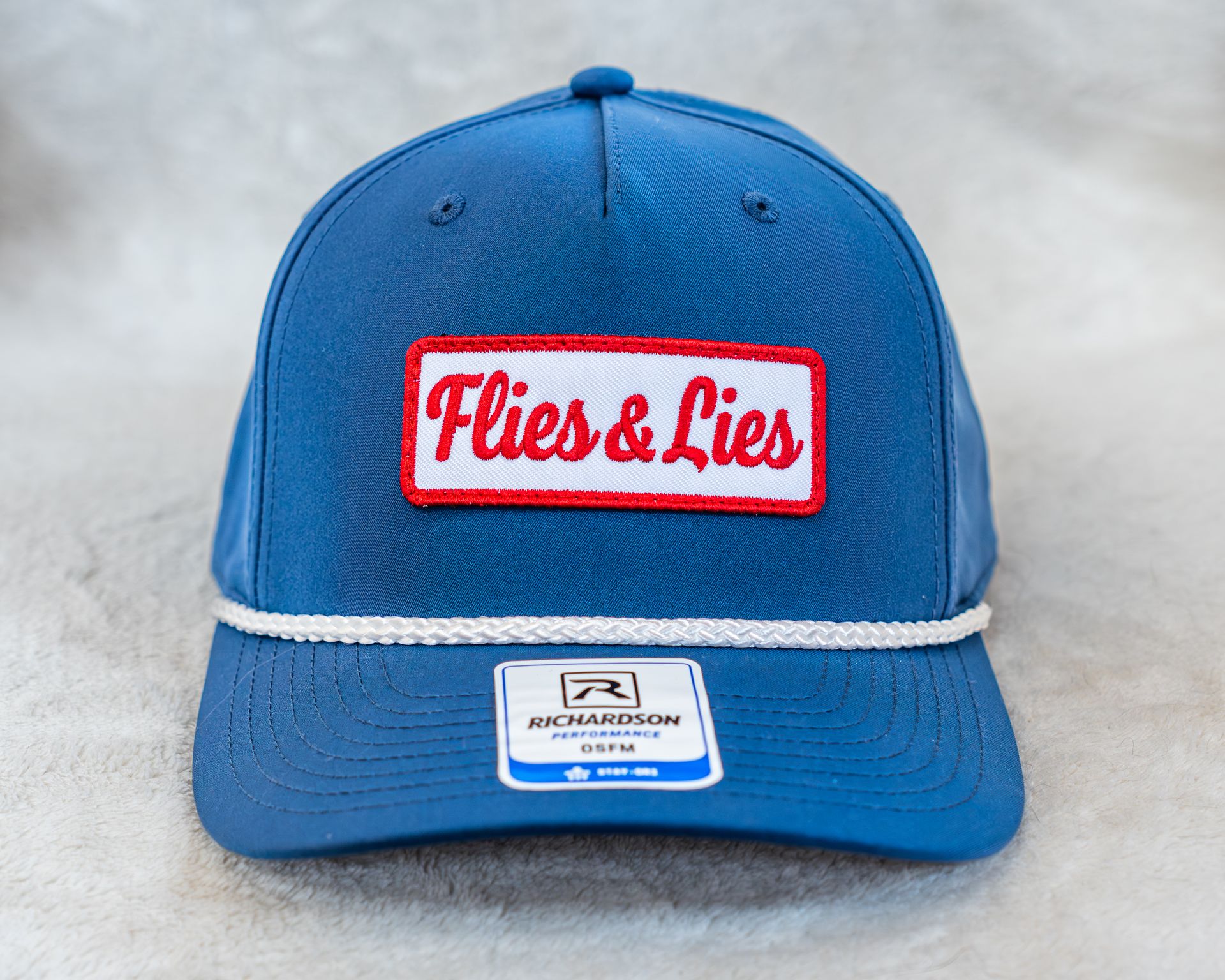Flies & Lies 5-Panel - Embroidery Patch (light blue/white)