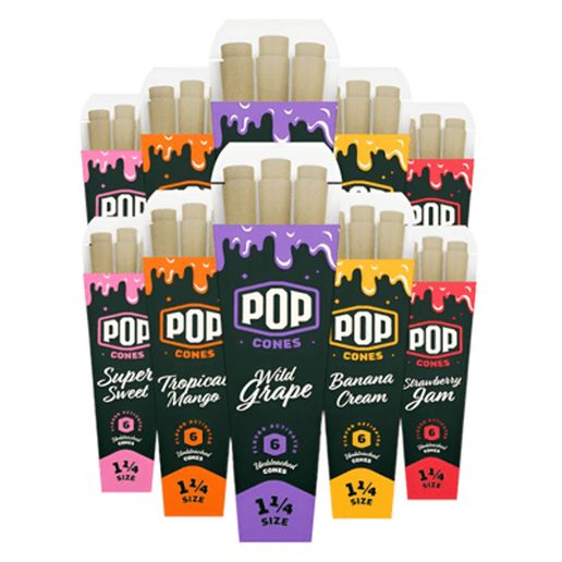 Pop Cones - 6ct Unbleached 1 1/4 Cones - Flavor Variety