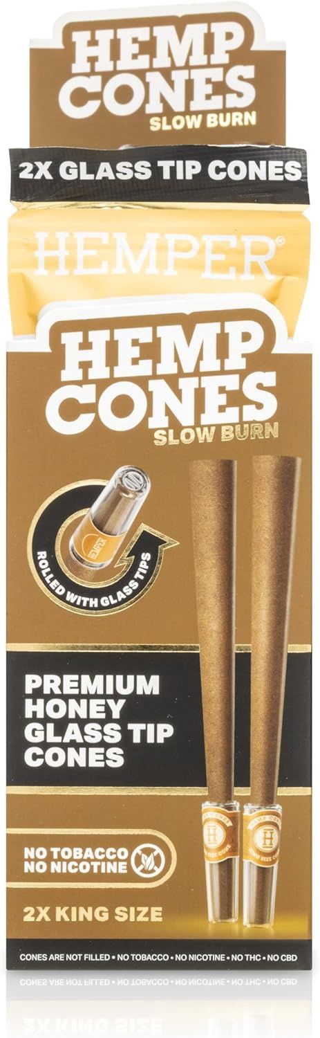 Hemper Glass Tip King Cones 2pk - Honey