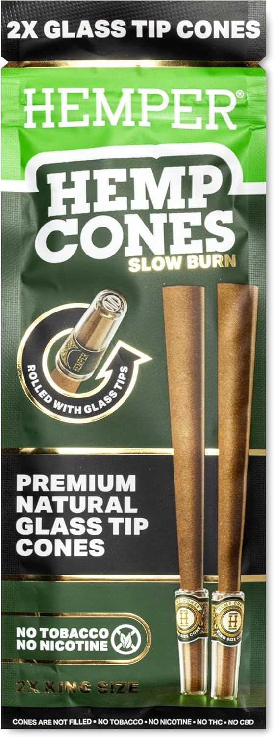 Hemper Glass Tip King Cones 2pk - Natural