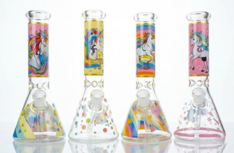 10" Unicorn Beaker Bong w/ Bowl - Assorted Colors