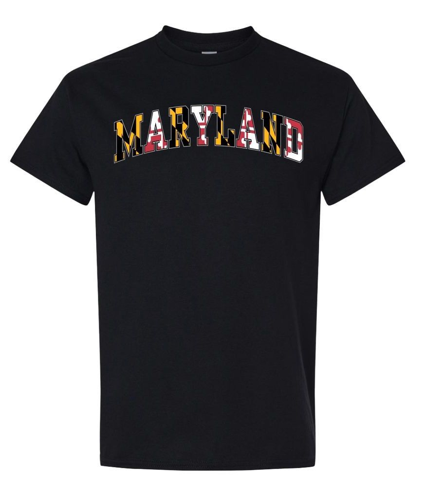 Maryland State Flag Tee, Colour: Black, Size: Adult Small
