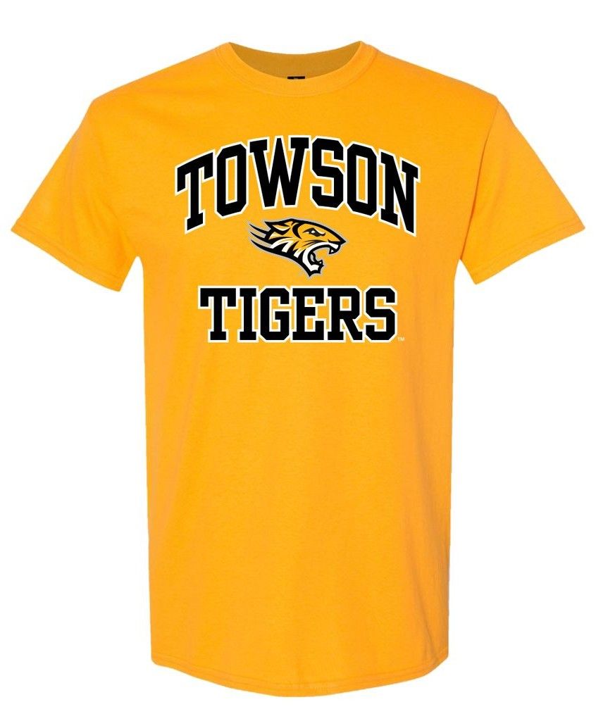 Towson Arch Mascot Tee, Gold, Black or Gray