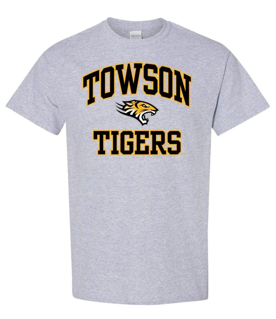 Towson Arch Mascot Tee, Gold, Black or Gray