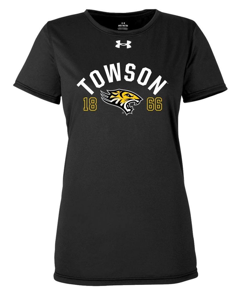 Ladies Towson 1866 Tech Tee-Black, Dark Gray &amp; Gray