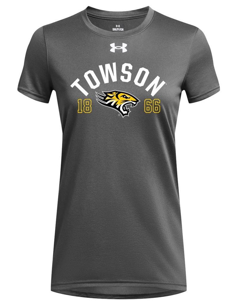 Ladies Towson 1866 Tech Tee-Black, Dark Gray &amp; Gray