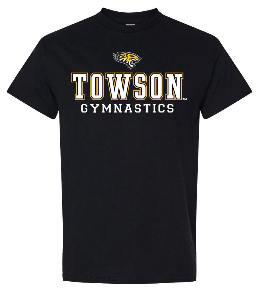 Gymnastics Tee Shirt, Gray &amp; Black, Colour: Black, Size: Adult Small