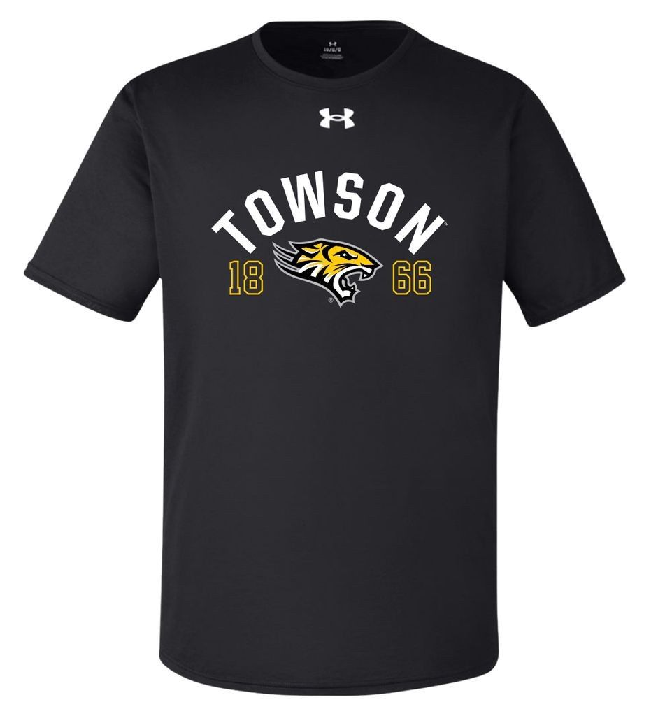UA Towson 1866 Tech Tee-Black, Dark Gray &amp; Gray, Colour: Black, Size: Adult Small