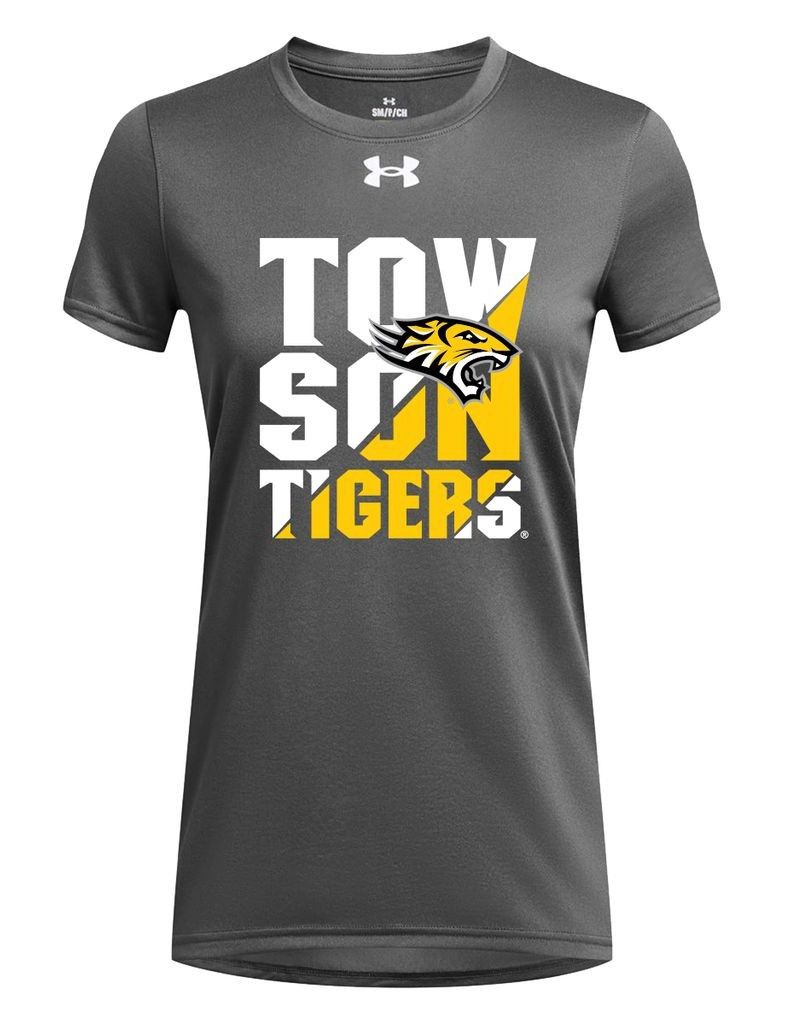 Ladies Towson Mascot Tech Tee-Black, Gray &amp; Dark Gray