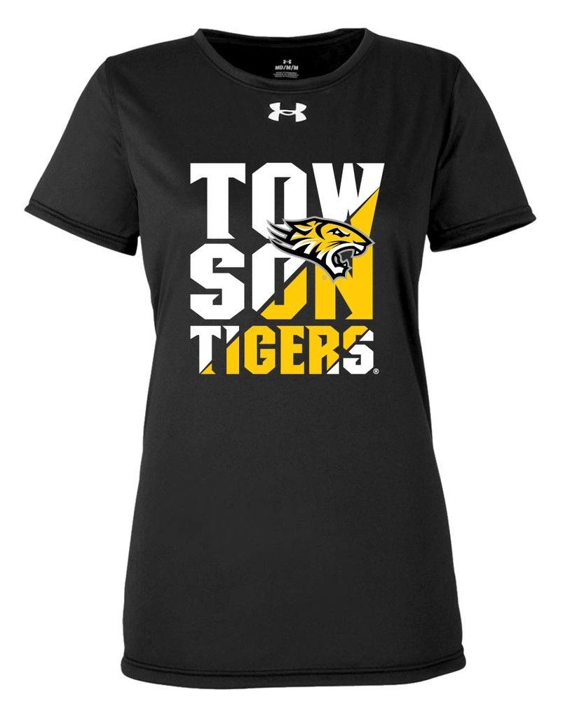 Ladies Towson Mascot Tech Tee-Black, Gray &amp; Dark Gray, Colour: Black, Size: Adult X-Small