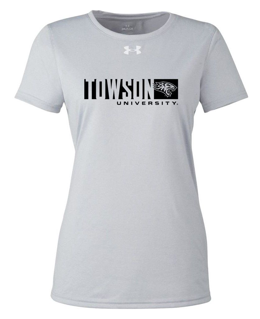 Ladies Towson U Tech Tee-Black, Gray &amp; Dark Gray