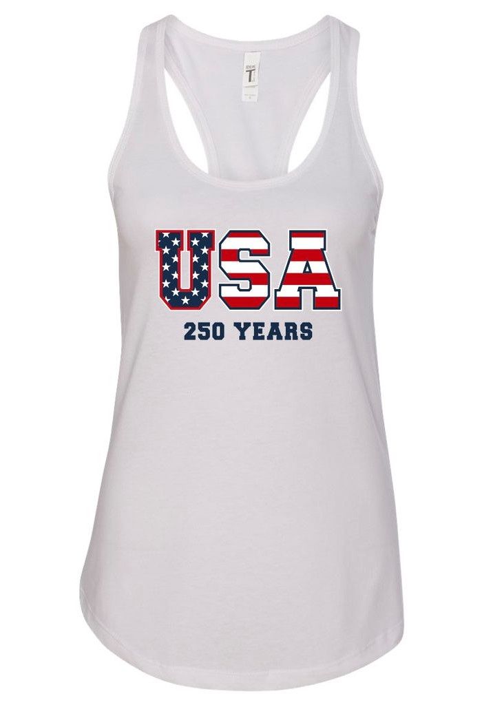 Ladies USA 250 Years Tanktop-Red, White or Blue!