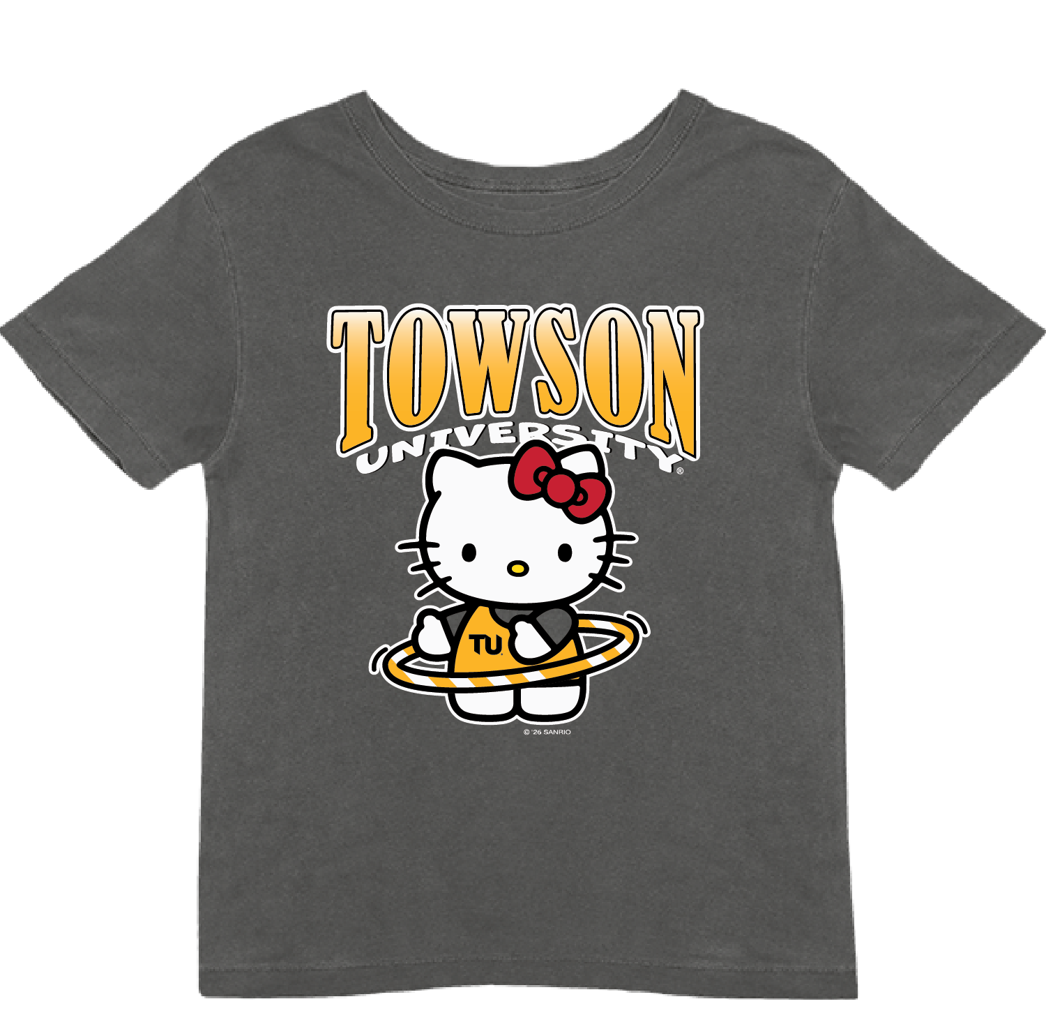 Ladies Hello Kitty TU Dyed Tee, Colour: Faded Black, Size: Adult Small