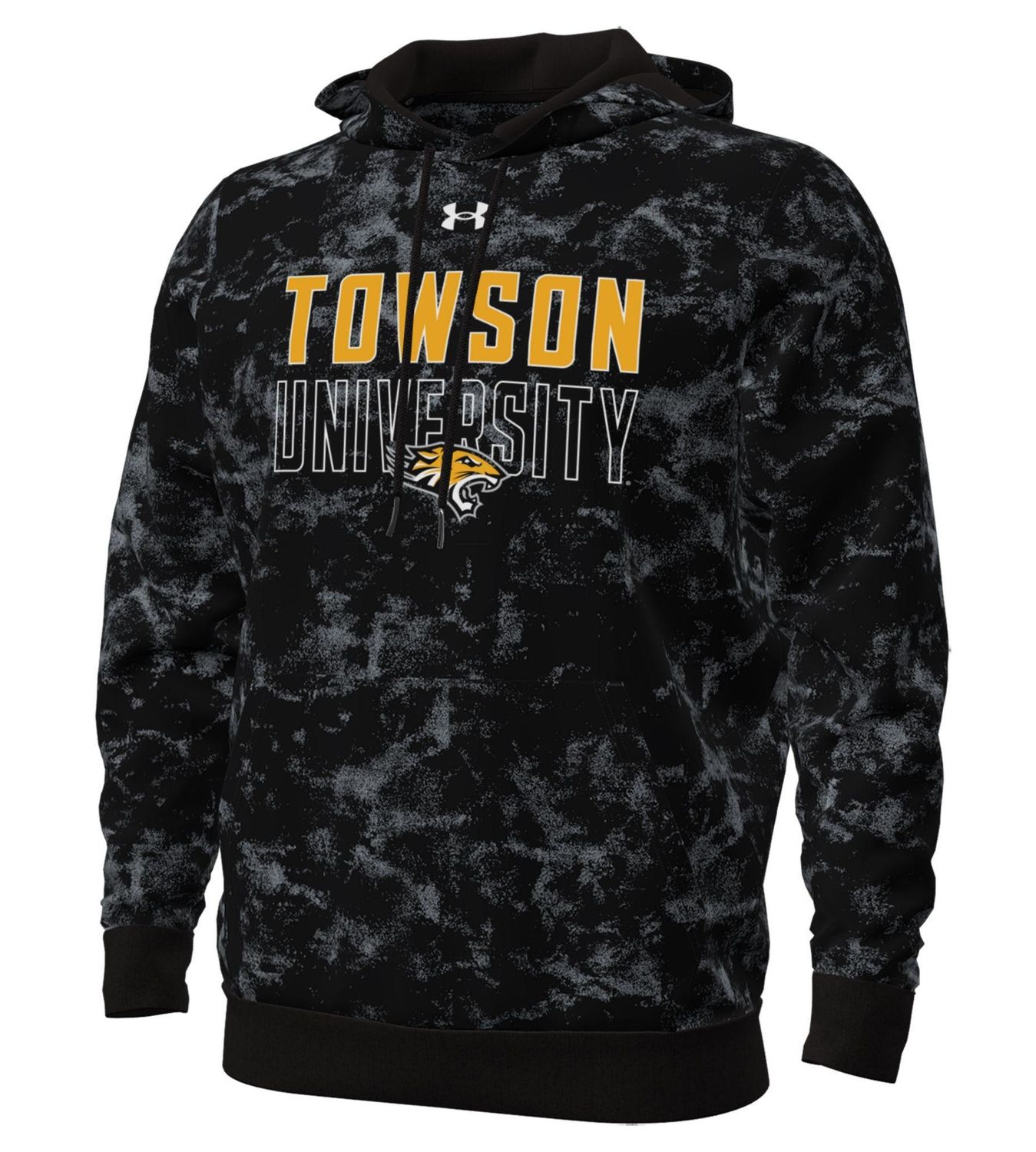 Towson UA Performance Cotton Hoodie, Colour: Faded Black, Size: Adult Small