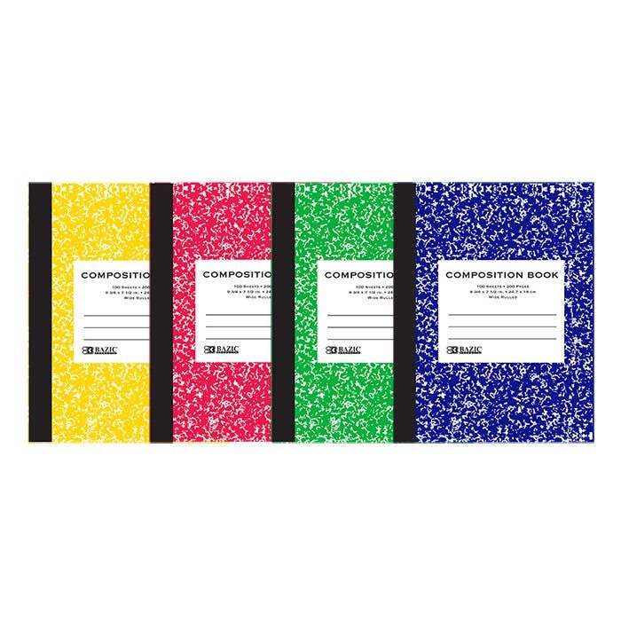 Marble Composition Book, Color: Assorted wide rulled