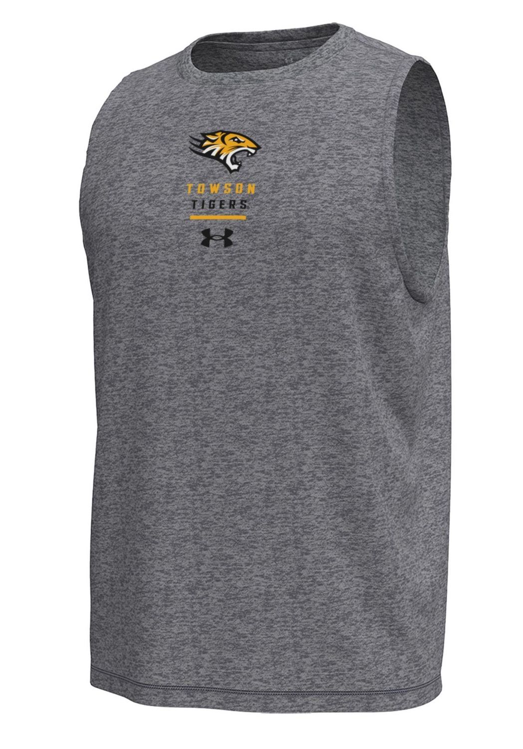 Towson Tigers UA Sleeveless Tech Tee, Color: Heather Grey, Size: Adult Small