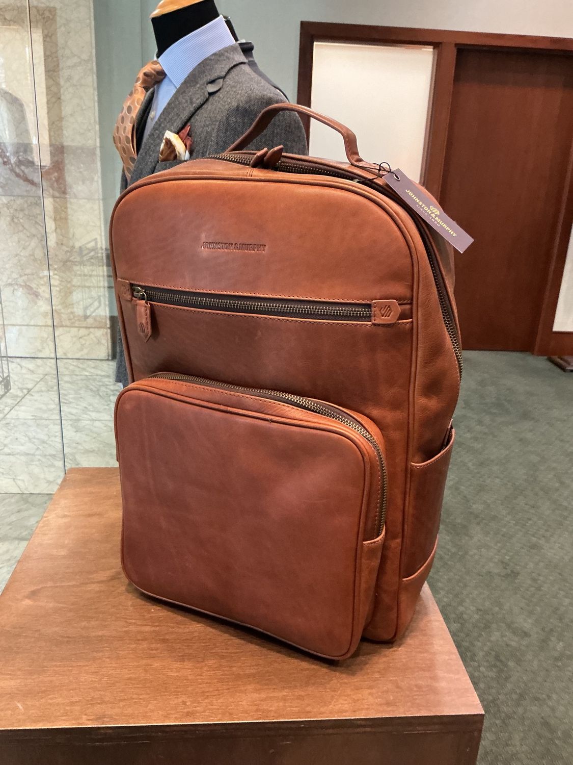J&amp;M Tan Leather Backpack