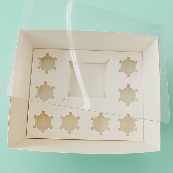 Bento box with 8 cupcakes holes (clear lid)