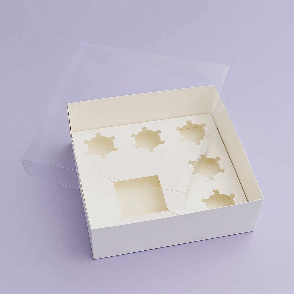 Bento box with 5 cupcakes holes (Clear lid)