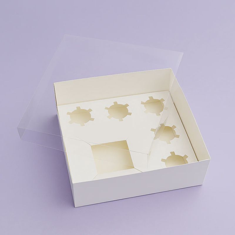 Bento box with 5 cupcakes holes (Clear lid)