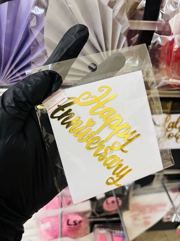 Cardstock charm: Happy Anniversary (gold)