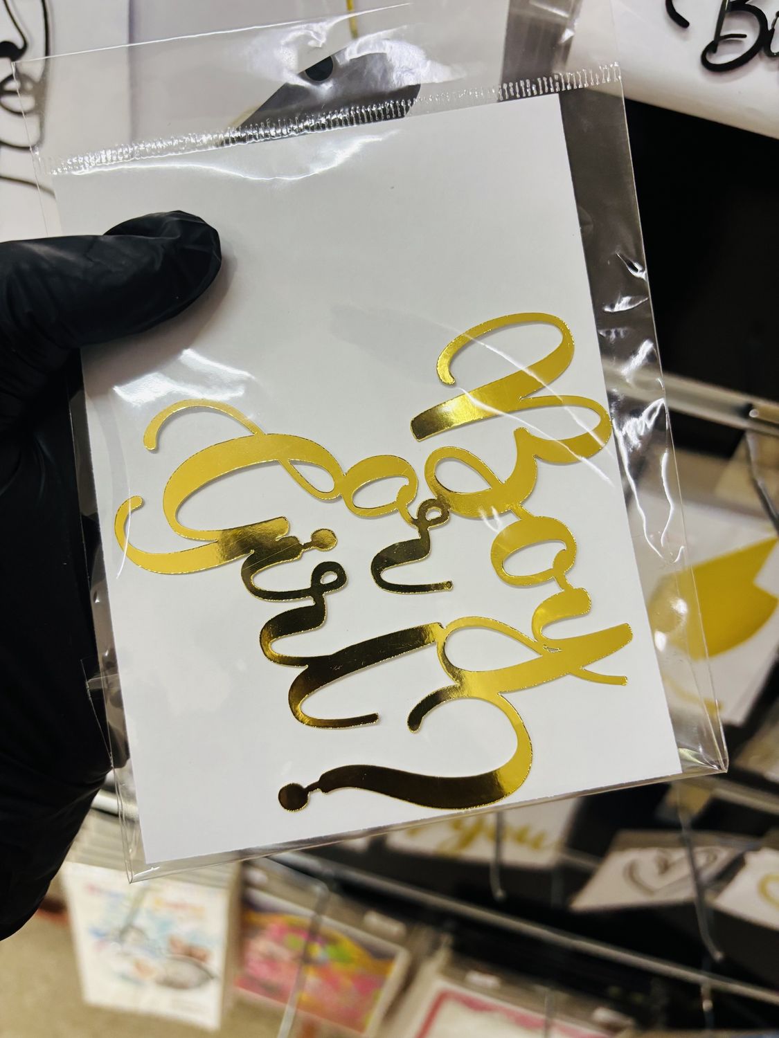 Cardstock charm: Boy or Girl? (gold)