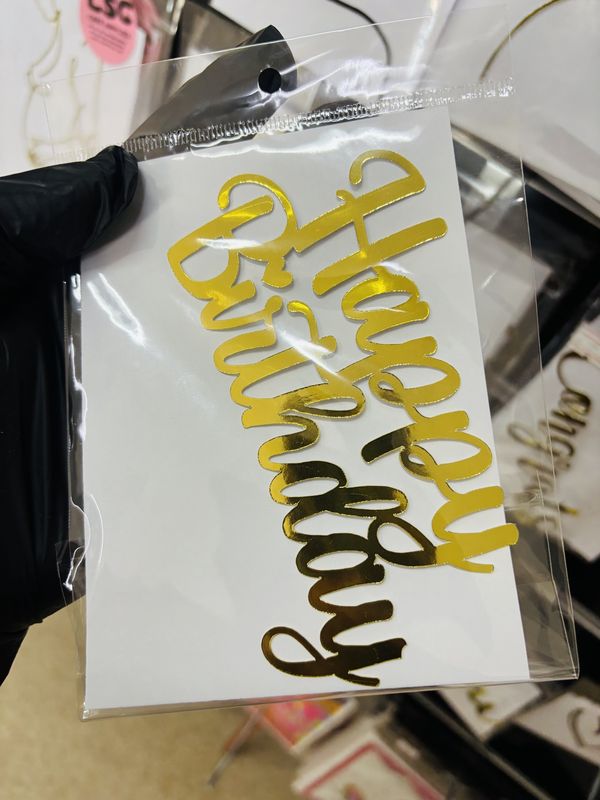 Cardstock charm: Happy Birthday (gold)