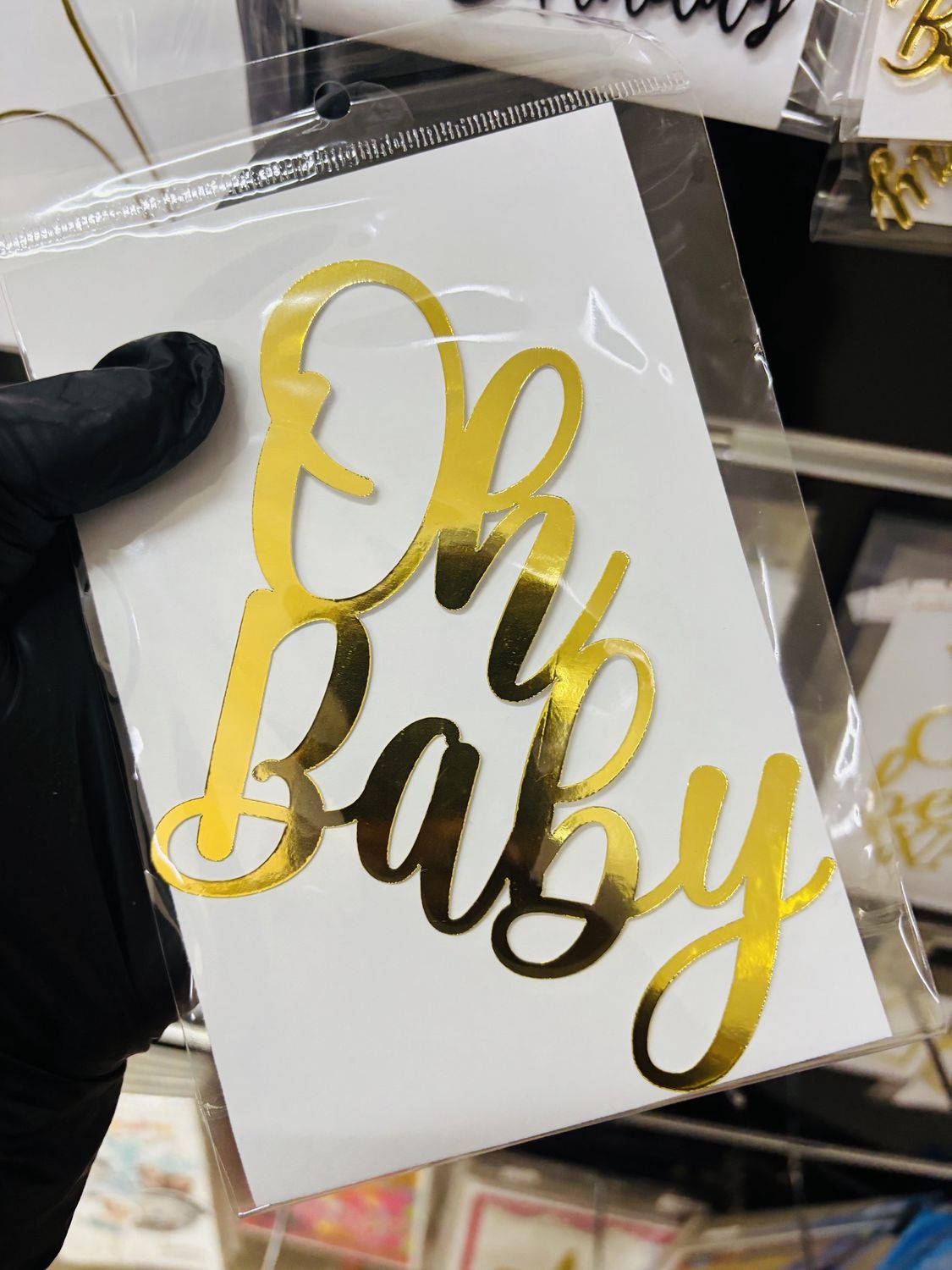 Cardstock charm: Oh Baby (gold)