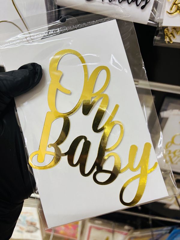 Cardstock charm: Oh Baby (gold)