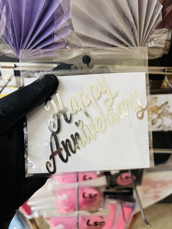 Cardstock charm: Happy Anniversary (silver)