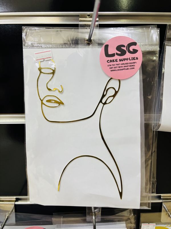 Cardstock line art face and shoulder (gold)