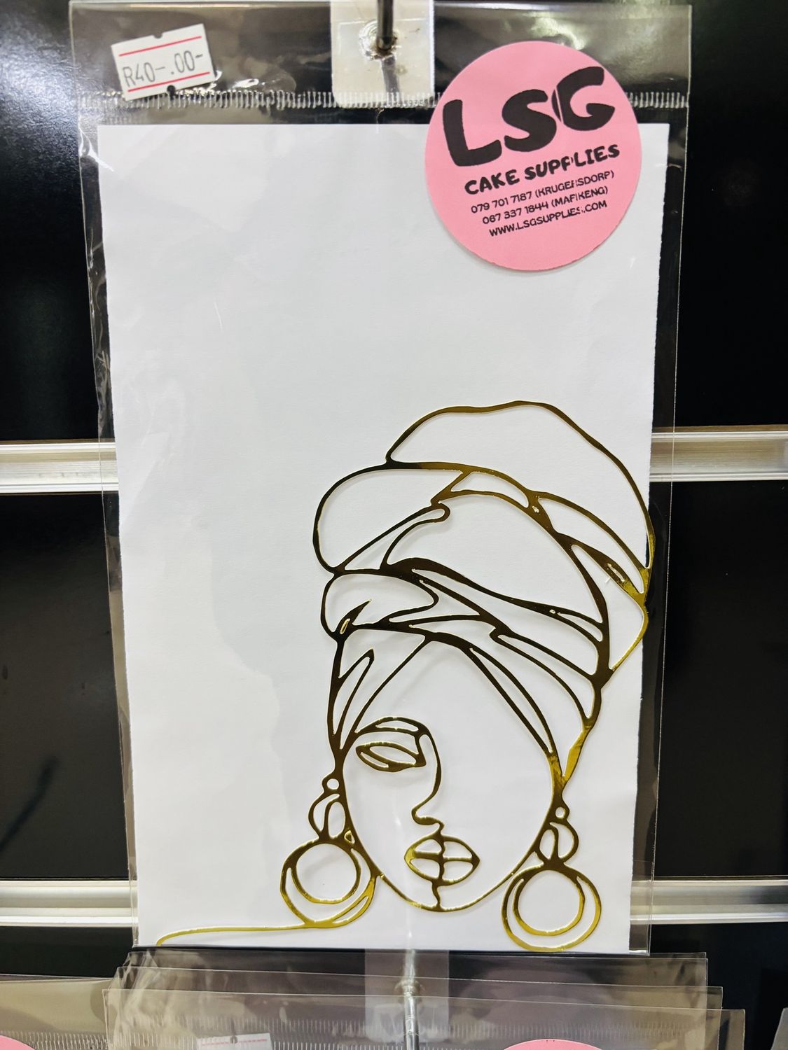 Cardstock line art doek lady front view (gold)