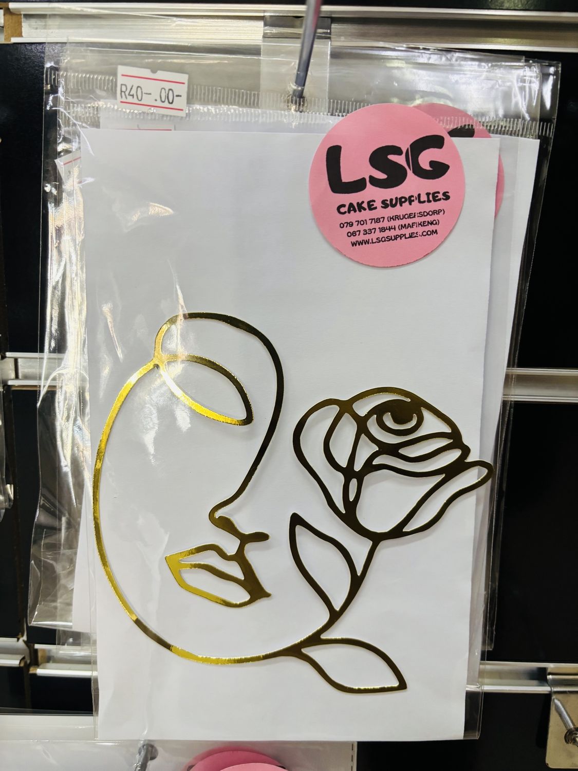 Cardstock line art face flower eye (gold)