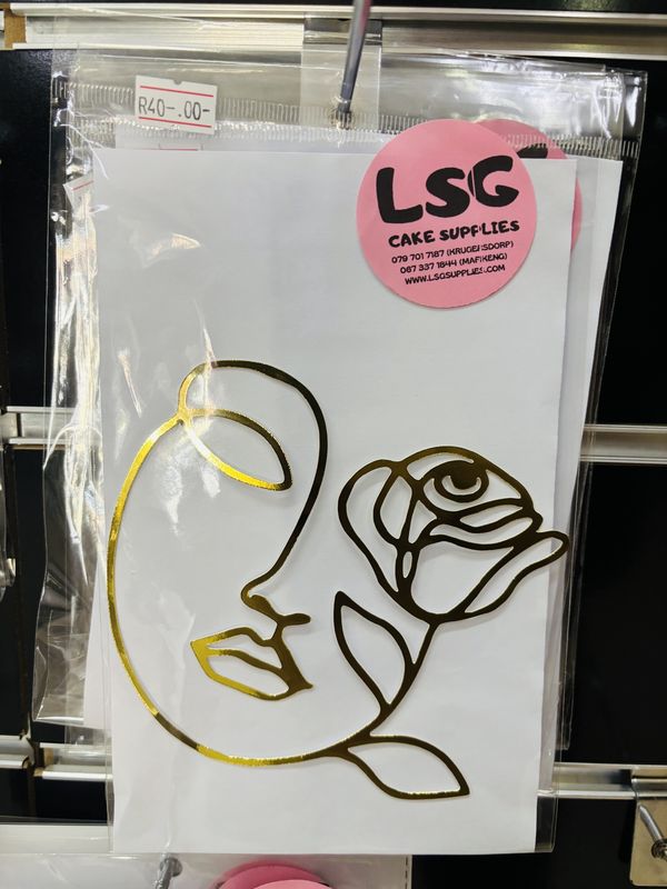 Cardstock line art face flower eye (gold)