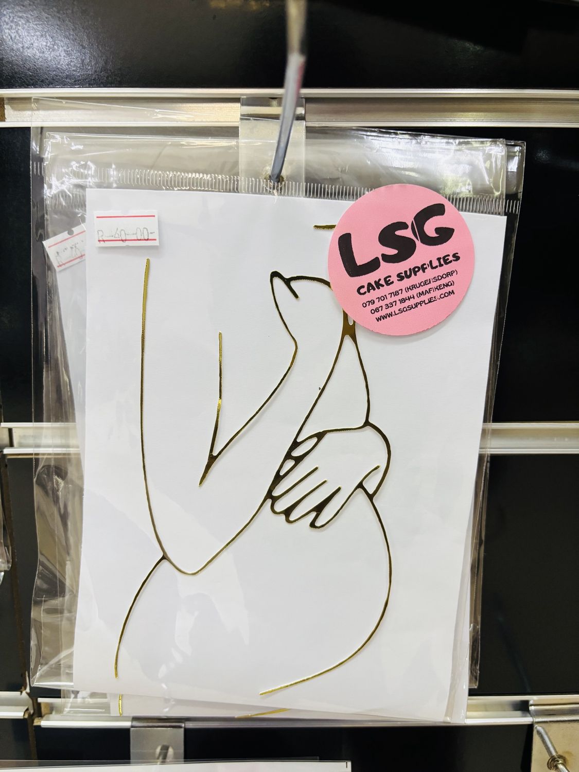 Cardstock line art pregnant lady no face (gold)