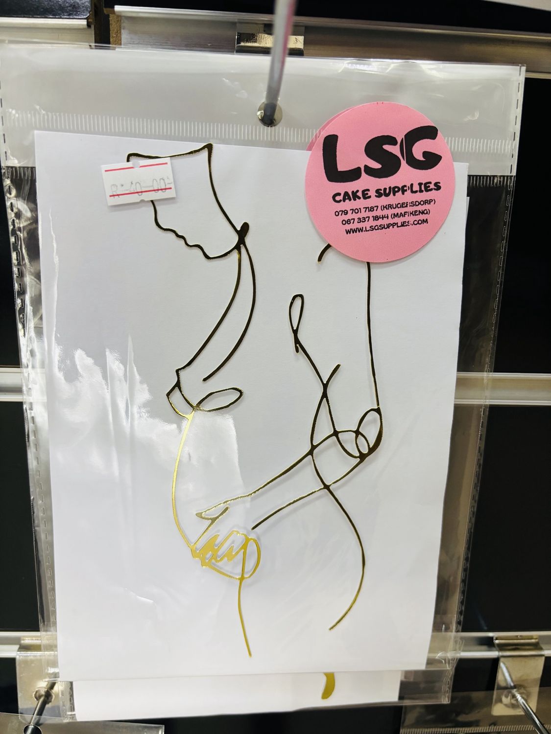Cardstock line art pregnant lady side view (gold)