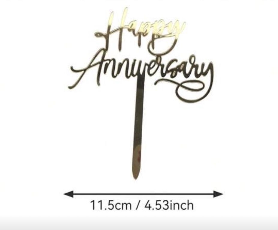 Acrylic Happy Anniversary Topper (gold)