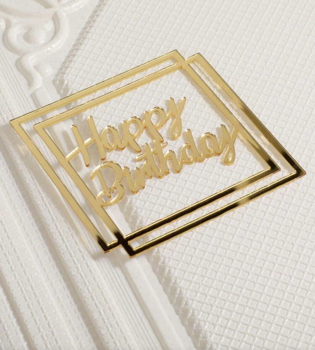Acrylic Square Happy Birthday fropper (gold)