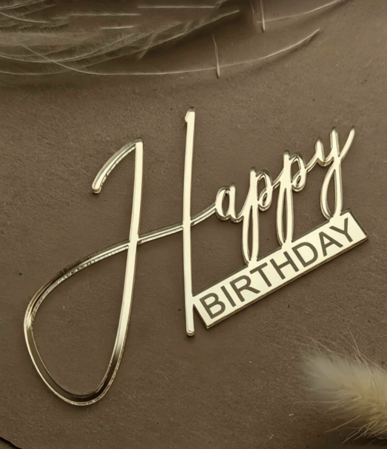 Acrylic Happy Birthday engraved fropper (gold)