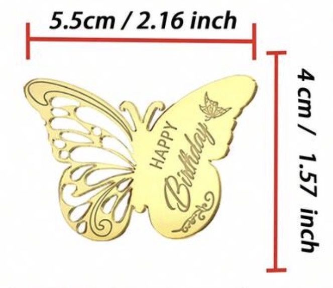 Acrylic cupcake disc Happy Birthday butterfly