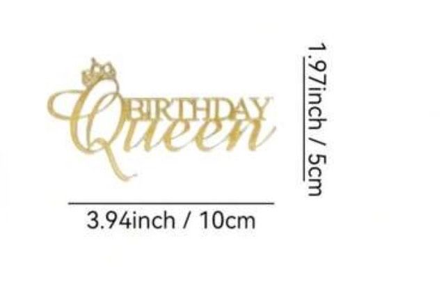 Acrylic Birthday Queen fropper with crown (gold)