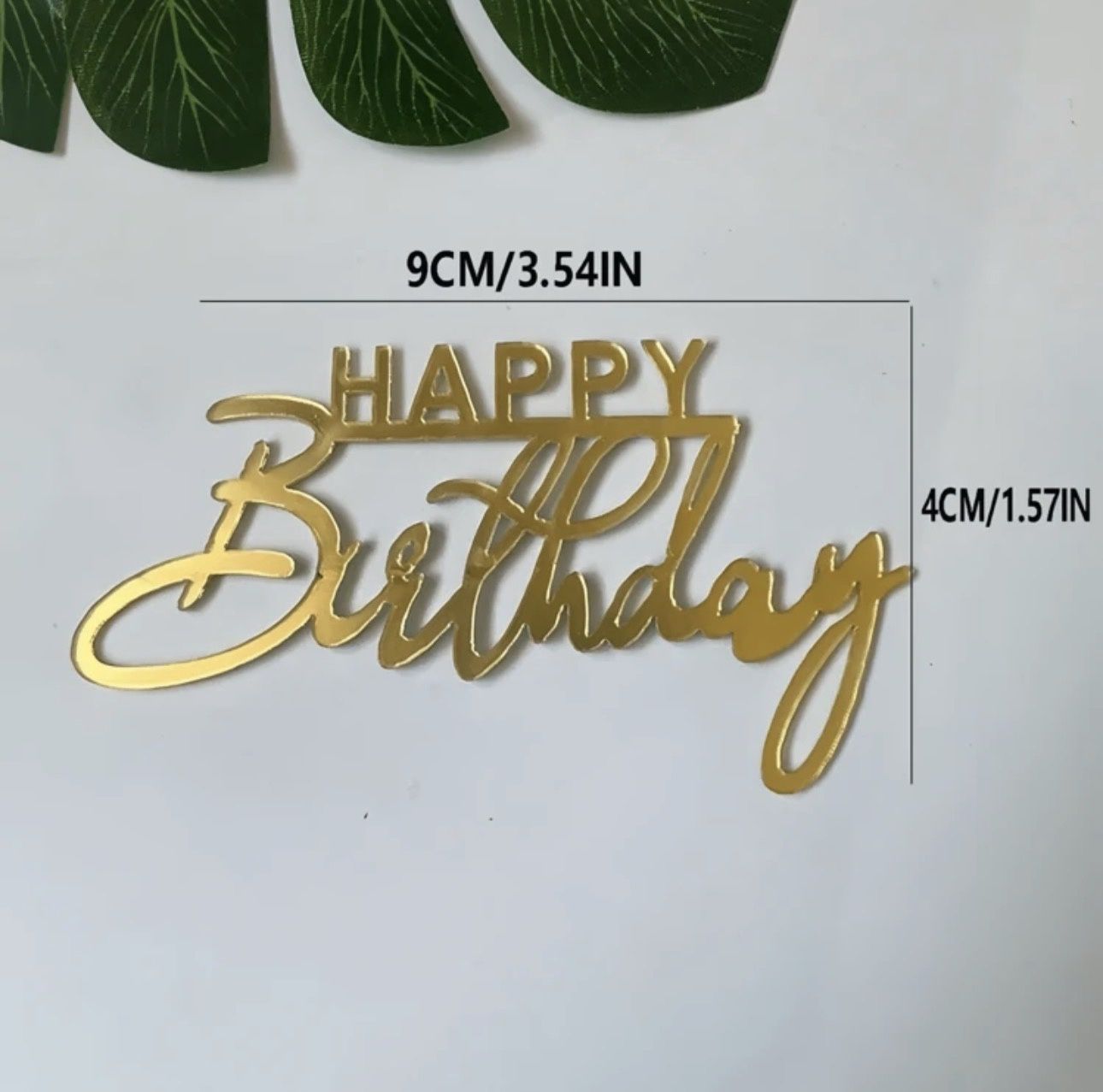 Acrylic HAPPY Birthday fropper (Bottom cursive gold)