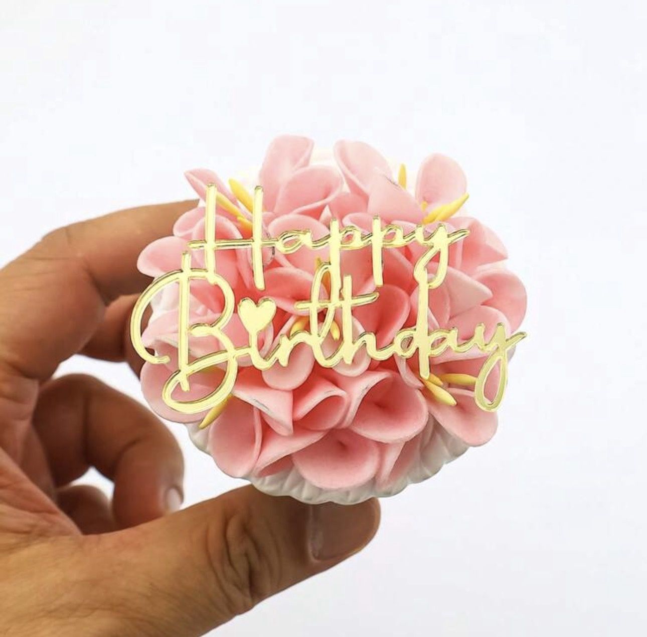 Acrylic cupcake topper Happy Birthday (gold)