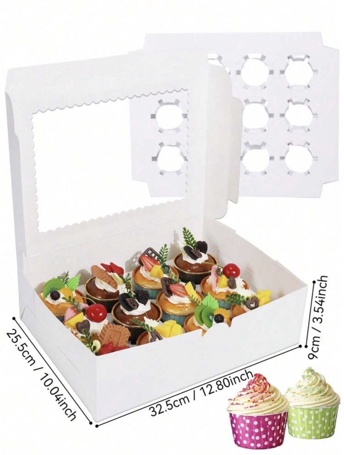 Cupcake box 12 Hole (white inner)