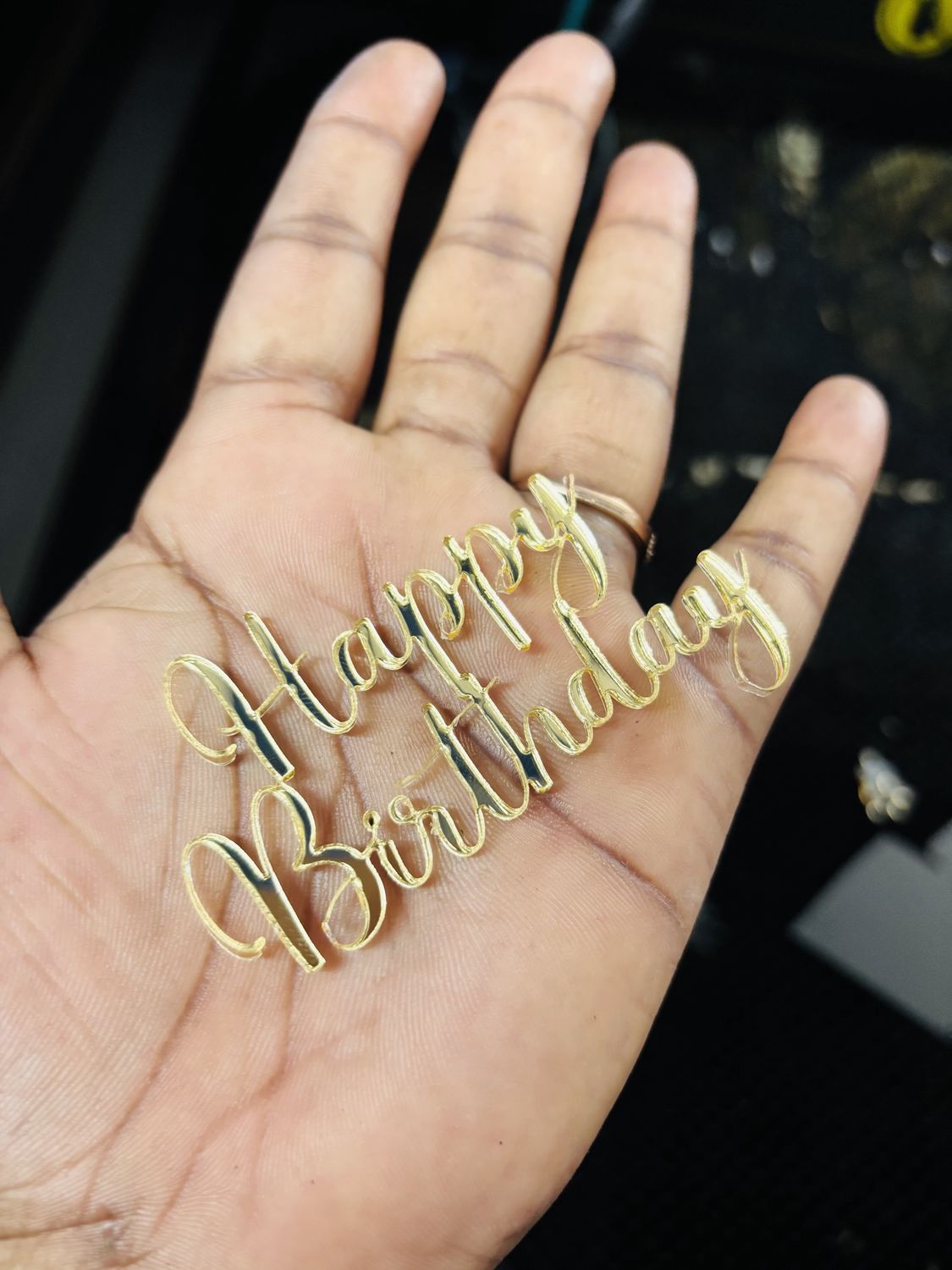LSG Acrylic Cupcake Happy Birthday Charm, Colour: Gold